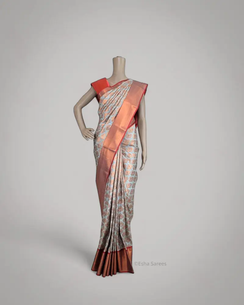 Graceful Grey & Copper Silk Saree