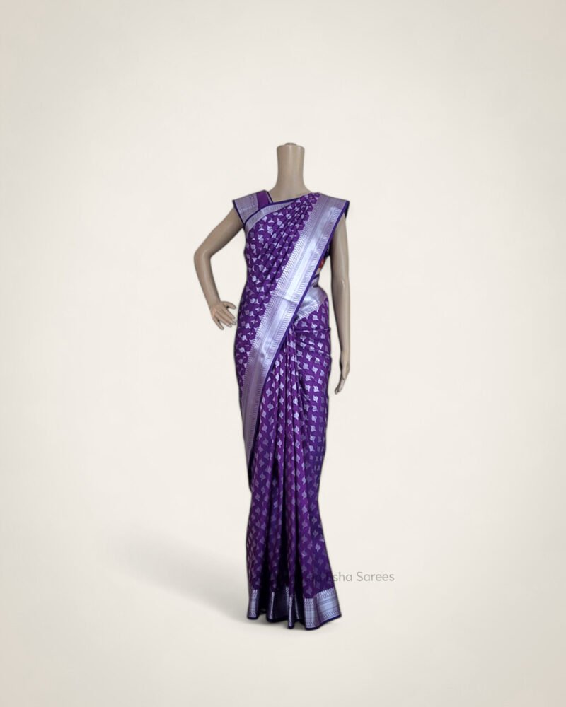 Elegant Violet Silk Saree – A Blend of Modern Sophistication