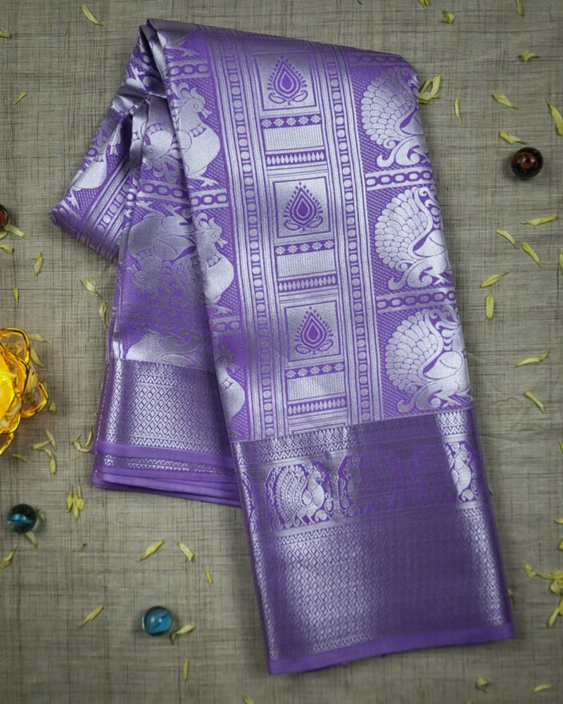 Elegant Purple Silk Saree – A Blend of Modern Sophistication - Image 3