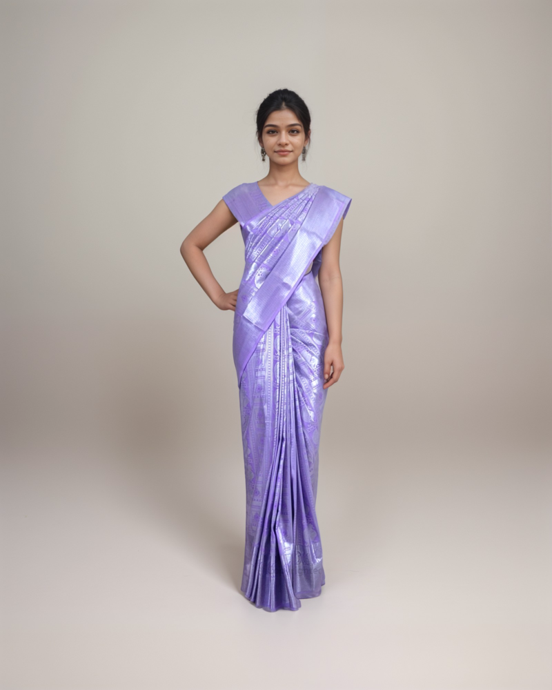 Elegant Purple Silk Saree – A Blend of Modern Sophistication - Image 2