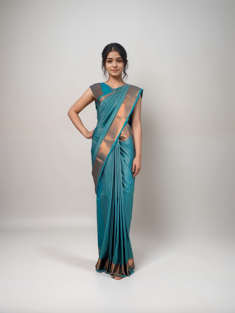 Elegant Light Green Silk Saree – A Blend of Modern Sophistication - Image 2