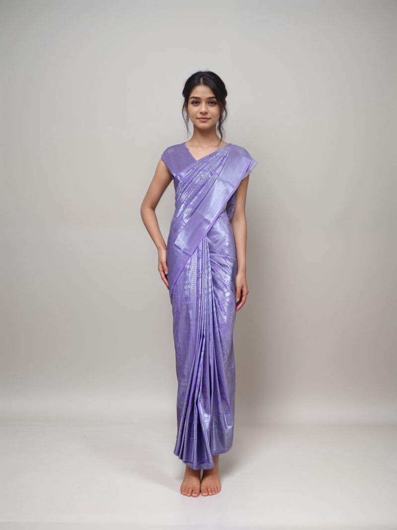 Elegant Purple Silk Saree - A Timeless Masterpiece - Image 2